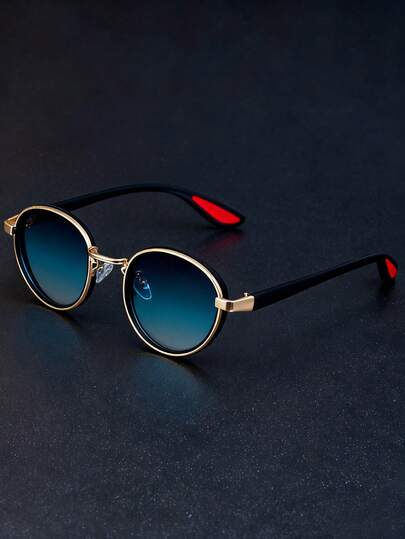 1pc Modern Vintage Classic Oval Metal Fashion Glasses Men Women Simple All-Match Punk Festival Party Personalized Hip Hop Fashion Glasses