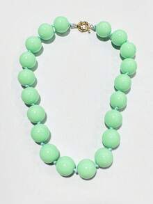 1 pieza Collar hecho a mano de estilo bohemio retro con cuentas geométricas redondas de acrílico, cuerda anudada y broche de metal, adecuado para la playa, vacaciones, regalo - Collar con cierre de marinero anudado a mano en resina de aleación - Ver 18