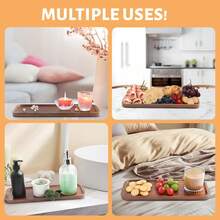 6-Pack 12" Natural Acacia Wood Rectangular Charcuterie Board Set, Modern Wooden Serving Trays For Cheese, Desserts & Appetizers - 棕色 - 查看 4