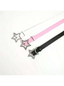 1 pieza Cinturón de cintura estilo Y2K color rosa "Dopamine Babe", adecuado para vaqueros, nuevo diseño con decoración de estrella para el verano - cinturón - Ver 3