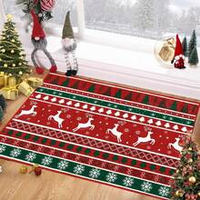 Christmas Area Rug 2x3 Winter Christmas Tree And Snowflake Area Rug For Entryway Christmas Door Mat Non-Slip Rug Washable Floor Cover For Living Room Bedroom - Multicolor - View 1