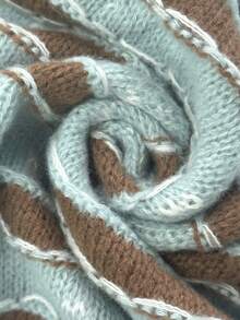 Women's Color-Block Striped Top, V-Neck Long-Sleeved Lace-Trimmed Button-Down Cardigan Sweater With Pockets, For Casual And Streetwear, Suitable For All Seasons And Highly Popular, Office For Women, Women's Outwear Tops, Women's Cardigans,Christmas Sweater,Thanksgiving For Women.