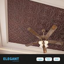 Decorative Ceiling Tile 2x2, Lay In Ceiling Tile 24x24 Pack Of 12pcs Spanish Floral In Matt White - 24吋x24吋+古銅色 - 查看 2