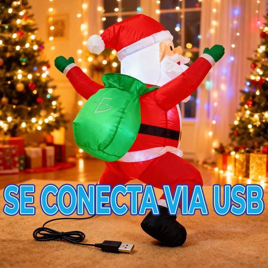 Santa Claus Inflable con Luz LED y Ventilador USB - Multicolor - Ver 1