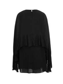 Autumn/Winter New Casual Elegant Retro Romantic Minimalist Artistic Ruffled Hem Loose Button Decor Women Mini Dress