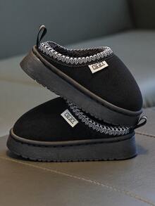 儿童秋冬拖鞋，男女童休闲室内家居鞋，时尚舒适家居拖鞋，适合小学生和初中生 - 黑色 - 查看 6