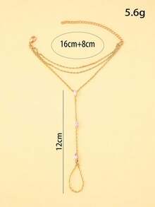 1件奢华金色水钻多层指链手链，简约优雅手链饰品，女士礼物 - 金色 - 查看 6