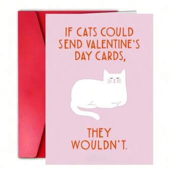 Kärlekskort / ALLA HJÄRTANS KATT / Roligt och vackert alla hjärtans dag-kort, med katt, roligt kort för årsdag, present till flickvän
