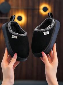 Children's Indoor Slippers For Boys And Girls, Student Casual Home Slippers, Simple Fashion House Slippers For Autumn And Winter - Black - View 4