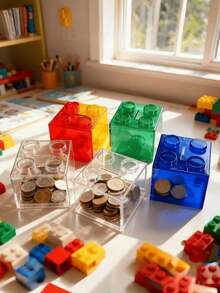 1pc Large Capacity Creative Children's INS Style Transparent Piggy Bank Coin Box, Can Deposit And Withdraw