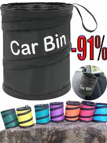 1/2pcs Colorsful Multi-Functional Car Trash Can, Vehicle Trash Can, Garbage Can For Car, Portable Trash Car, Multi-Functional Car Trash Can, Foldable Car Garbage Bin Storage Container - Multicolor - View 2