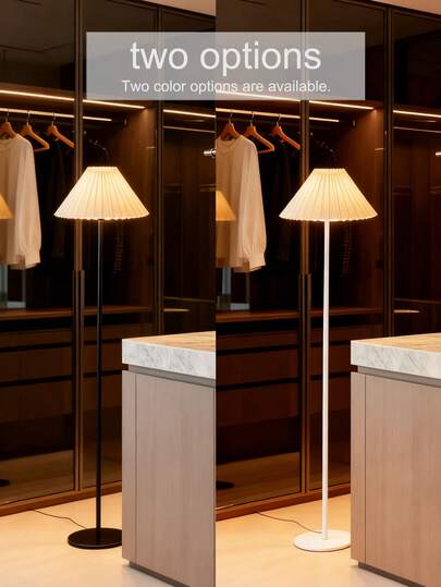 1pc Minimal Vloer Lamp USB Plug, Wit Pleated Lampshade Moderne Living Room, Bedroom, Desk, Bedside, Vintage, Warm Light, Sc inavian view 2