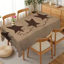 1pc Vintage Brown Star Pattern Tablecloth, Minimalist Industrial Style Dining Table Decor, Durable Polyester Fabric, Easy To Clean, Ideal For Family Gatherings, Restaurants, Living Rooms, Weddings, Outdoor Picnics And Parties, Suitable For Indoor/Outdoor Use - Multicolor - View 7