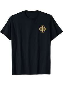Camiseta de la Cruz de Jerusalén y los Templarios CINCO PLEGADAS - 180g - Negro - Ver 1