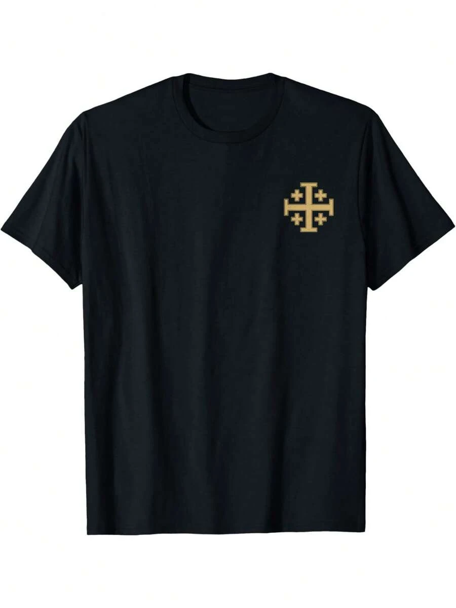 Camiseta de la Cruz de Jerusalén y los Templarios CINCO PLEGADAS - 180g - Negro - Ver 1