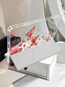 Butterfly Flower Pattern IPad Case, Compatible With IPad Air 4/5 (10.9 Inch), IPad 7/8/9 (10.2 Inch), Built-In Apple Pencil Slot, Also Fits Tab S6 (10.4 Inch), Tab A7 Lite (8.7 Inch), Ins Style Leather Protective Cover, Back To School, Valentine's Day, New Year Gift, Cartoon Style Tablet Protective Case - Multicolor - View 5