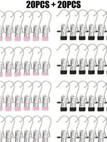 20Pcs/10Pcs/5Pcs Simple Stainless Steel Hook Clip, Multifunctional Single Hook Clip For Pants, Skirts, Drying Windproof Hook Clip, Household Space Saving Organizer For Bedroom, Closet, Wardrobe, Home, Dorm - Black - View 52