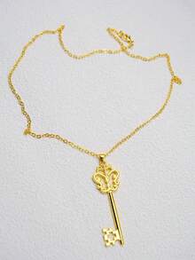 1 pieza Nuevo collar con colgante de llave minimalista y hueco de moda - Dorado - Ver 2