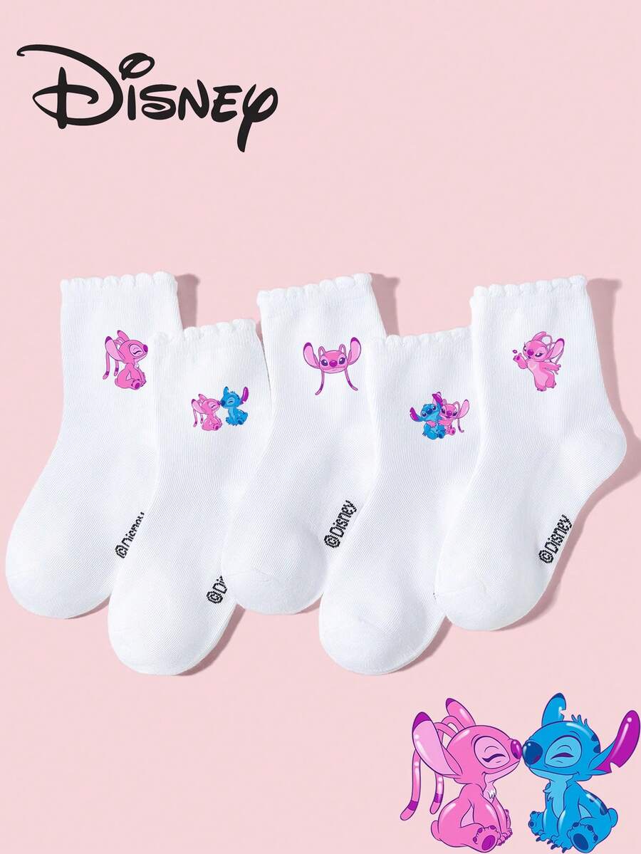 Disney 1/5/10双装卡通男女童短袜,可爱针织印花设计,时尚柔软,透气吸湿,适合返校、校园、运动、课堂、新学期、学生、开学季等场合。 - 彩色 - 查看 1