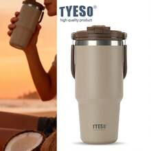TYESO 1050ml (35 Oz) Vacuum Insulated Water Bottle With Handle, Stainless Steel Coffee Mug With Leak-Proof Lid And Straw. 100% Leak-Proof, Keeps Drinks Hot/Cold For 24 Hours Or Hot For 10 Hours. Suitable For Water, Iced Tea, Coffee, Smoothies And Other Beverages. Available In Various Colors. The Perfect Choice For Festive Or Birthday Gifts. - Marrom - 查看 8