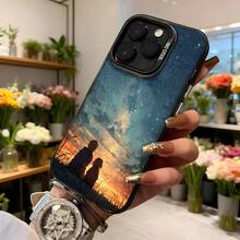 Funda para iPhone con diseño de cielo estrellado y atardecer silueta de pareja azul oscuro CASETINO funda protectora elegante para uso diario y regalo especial Aplicable a los teléfonos de la serie Apple y Galaxy - Blanco - Ver 6