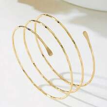 Women's Adjustable Arm Bracelet With Minimalist Wrap Design, Modern Accessory - 金色 - 查看 5