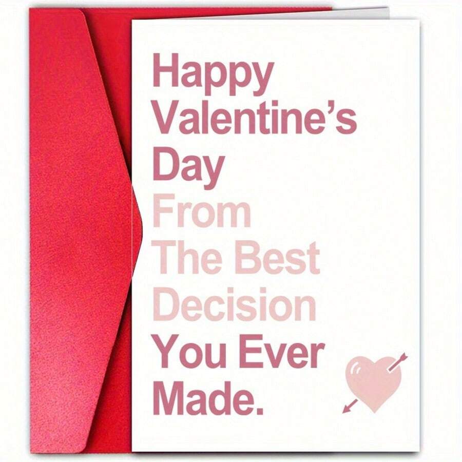 1pc, Funny Valentine's Day Cards For Your Husband Or Boyfriend, Best Decision You Ever Made, Ironic Valentine's Day Cards, Small Business Supplies, Thank You Cards, Birthday Gifts, Unusual Items - Multicolor - View 1