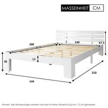 Bed Frames - White + Solid Wood + 140cm*200cm - 查看 2