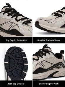 CAMEL CROWN Women's Sports Jogging All-Terrain Shoes, Spring And Summer Jogging Breathable Casual Hiking Shoes - Light Beige/black - View 4