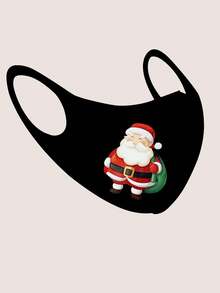 7pcs/Set Kids Christmas Santa Claus Pattern Printed Face Masks, Elastic Soft Fabric Masks With New Year Elements, Fashionable & Versatile Children Accessory (Random Color) - Multicolor - View 3