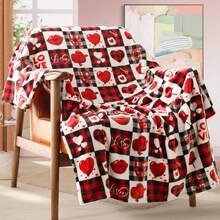 Valentine's Day Blanket - A Valentine's Day Gift Blanket For Mom Or Wife - Red Patterned Throw Pillow For The Sofa Or Bed - Decorative Checkered Blanket - Super Comfortable