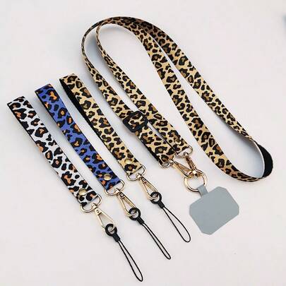 手机挂绳印花背挂颈链斜挎豹纹可调节肩宽吊坠防丢失吊带带夹礼物送给母亲、家人、朋友、生日、节日手机挂饰、手机链