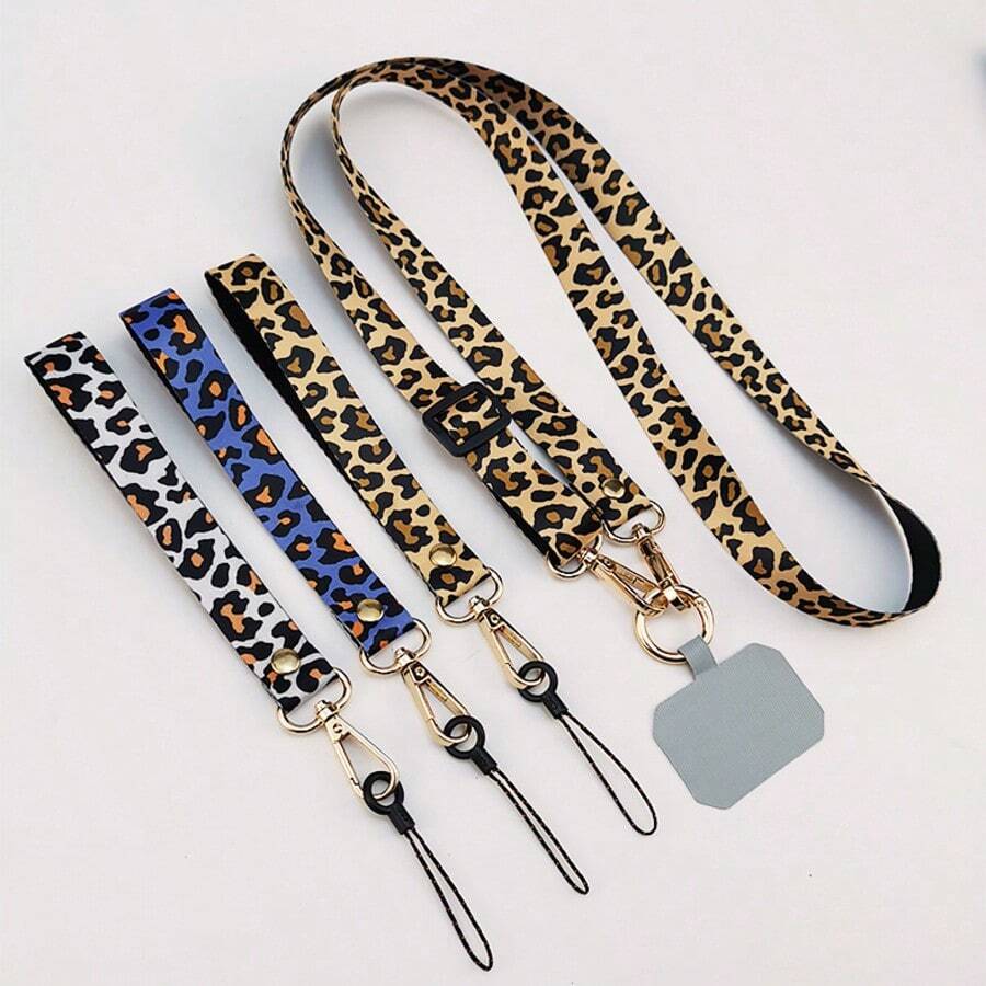 手机挂绳印花背挂颈链斜挎豹纹可调节肩宽吊坠防丢失吊带带夹礼物送给母亲、家人、朋友、生日、节日手机挂饰、手机链