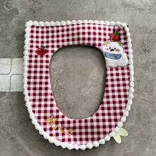 花卉蕾丝马桶座套，防水，农舍风格，适用于标准马桶，拉链设计，四季皆宜 - 彩色 - 查看 10