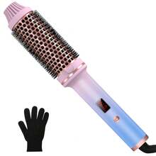 Heated Hair Brush For Styling, 2-In-1 Curling Iron & Straightener With Digital Temp Control (410°F), Includes Styling Glove - 美規A型插(110-127V) - 查看 12