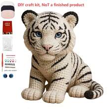 1 Pcs Set Cute Cartoon Tiger Knitting Kit For Adult Beginners (4 Colors Available) Cute Animal Tiger Hand-Knitting Kit Includes Crochet Supplies And Step-By-Step Video Tutorial DIY Handcrafted Knitting Kit Valentine's Day/Halloween/Christmas/Mother's Day/Thanksgiving Gift Ideal Present For Home Decor Dual-Purpose Holiday Gifting, Home Decor. - 白老虎 - 查看 3