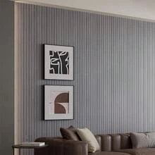 Yutianli PVC Slat Wall Panel Peel And Stick 236"X 15.7" Faux Wood Slat Panel Artificial Oak Wood Grain Self-Adhesive Soundproof 3D Wall Panel For Walls And Ceilings - 236吋 x 15.7吋 + 灰色 - 查看 2