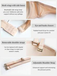 Women's Strapless Push-Up Bra, Backless Bra - Suitable For Wedding Dresses, Summer Outfits, Non-Detachable Lining, Nylon Elastic Blend - Apricot - View 8