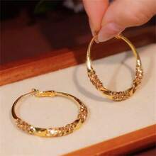 Fashion Rhinestone Spiral Hoop Earrings Women Accesories Round Circle Earrings Wedding Jewelry - 環形耳環 - 查看 6