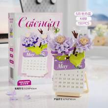 Mini Calendar Book Building Blocks Micro Blocks Educational Toy For Kids,Plastic Flowers Building Blocks Bricks Game Children's Toys,Desktop Ornament,New Year Decoration Items,Birthday Gifts/Christmas Gifts/New Year Gifts - 彩色 - 查看 13