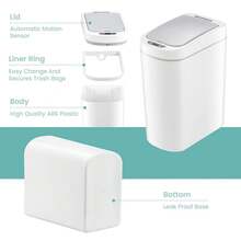 Cubo de basura con sensor de movimiento, 6.8 l, color blanco - Blanco - Ver 9