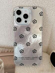 1个极简主义花卉线条艺术涂鸦黑色手机壳，兼容 17、16 Pro、14 Pro Max、13、15、12、11，创意全包硬壳 - 白色 - 查看 4