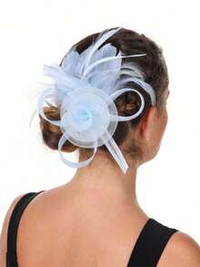 1 Pc Fascinator Hats Feather Flower Hair Clip Wedding Tea Party Kentucky Derby Headband For Girls And Women Fascinator Hat Halloween - 彩色 - 查看 4