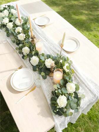 5.9-Foot Artificial Eucalyptus Wreath - Realistic Faux Silk Silver Eucalyptus Leaves With Flowers And Plastic Stem Vines - Artificial Green Hanging Plant Suitable For Baby Showers, Wedding Wreaths, Bouquets, Entrance Arches, Aisles, Ceremony Backdrops, And Reception Table Decorations.