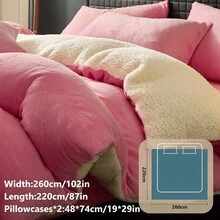 2/3件組被套組，純色床上用品，適用於秋/冬季客房與臥室，適合所有床尺寸－單人、雙人、加大、特大，1件被套與1/2件枕套，家用紡織品，床上用品禮物，可機洗 - 粉色 - 查看 15