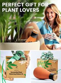 4 Pcs Ollas Terracotta Watering Pots Large - 14 Oz Self Watering Planter Insert Olla Watering System For 1-Week Easy To Refill - Clay Plant Watering Globes For Outdoor & Indoor Plants [4, ] - 4pcs black - 查看 7