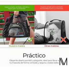 Mochila Transportadora Para Perro Y Gato Portátil Plegable Color Rojo - Negro - Ver 3