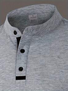 Camisa polo de hombre de estilo retro minimalista, camisa polo de manga larga con parches de unicolor, tela versátil y cómoda adecuada para el hogar, los viajes, el casual, los deportes y el uso empresarial, primavera/verano/otoño