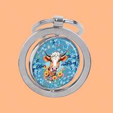 1pc Ox-Shaped Rotating Keychain, Zinc Alloy Pendant Charm Accessory