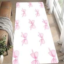 1Pc Pink Bow Pattern Non-Slip Mat - Plush, Soft, Machine Washable Rug With White And Pink Bow Design. Thickened For Living Room, Bedroom, Kitchen, Bathroom. Ideal For Christmas And Valentine's Day Home Décor, Floor Mat, Washable Area Mat, Cleanable Rug, Holiday Decoration, Stylish Rug, Durable Fabric, Decorative Rug, Perfect For Holiday Buyers And Pet Owners. - 彩色 - 查看 6